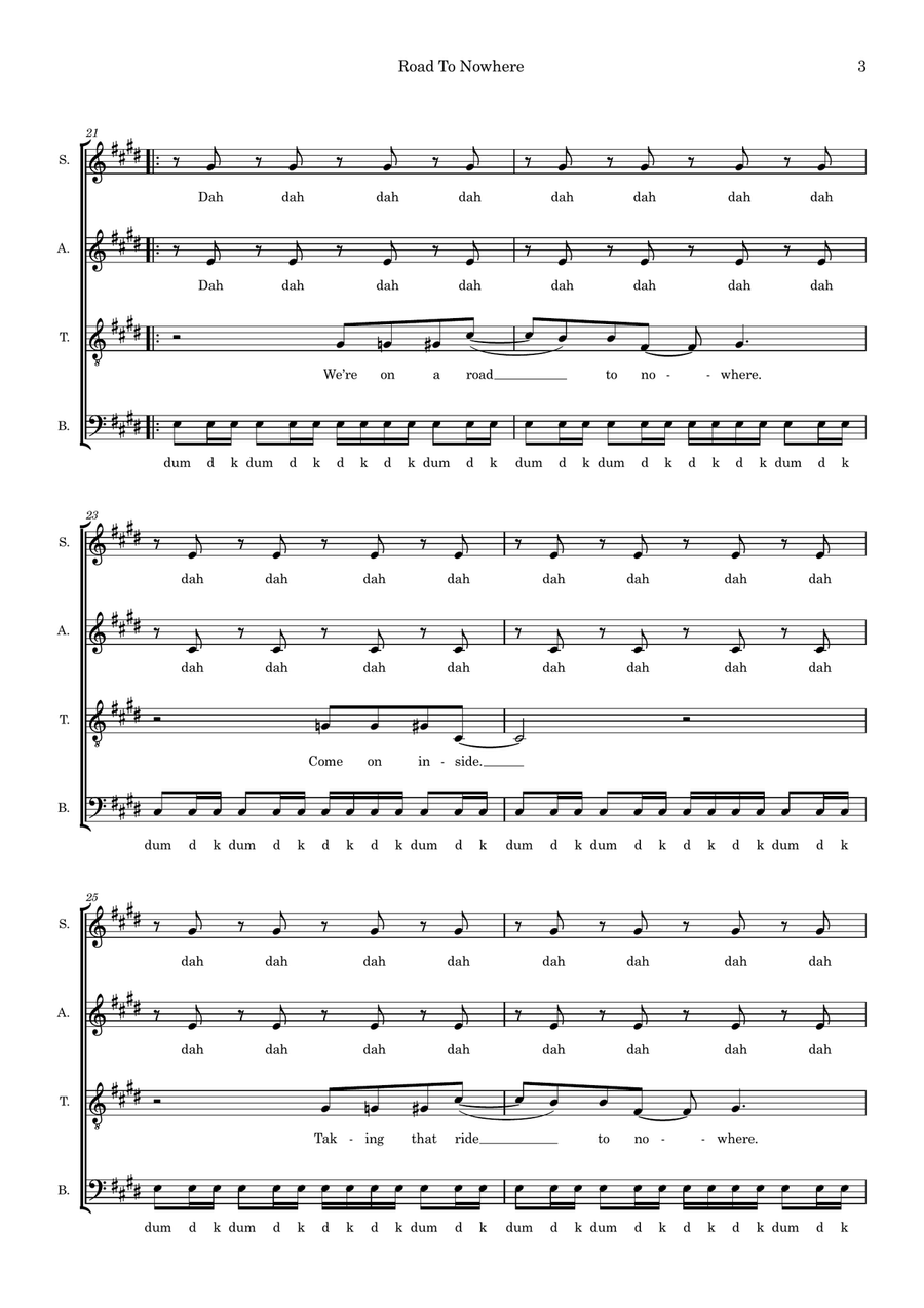 Road To Nowhere (arr. Ben See) 4-Part scores gallery preview page 3