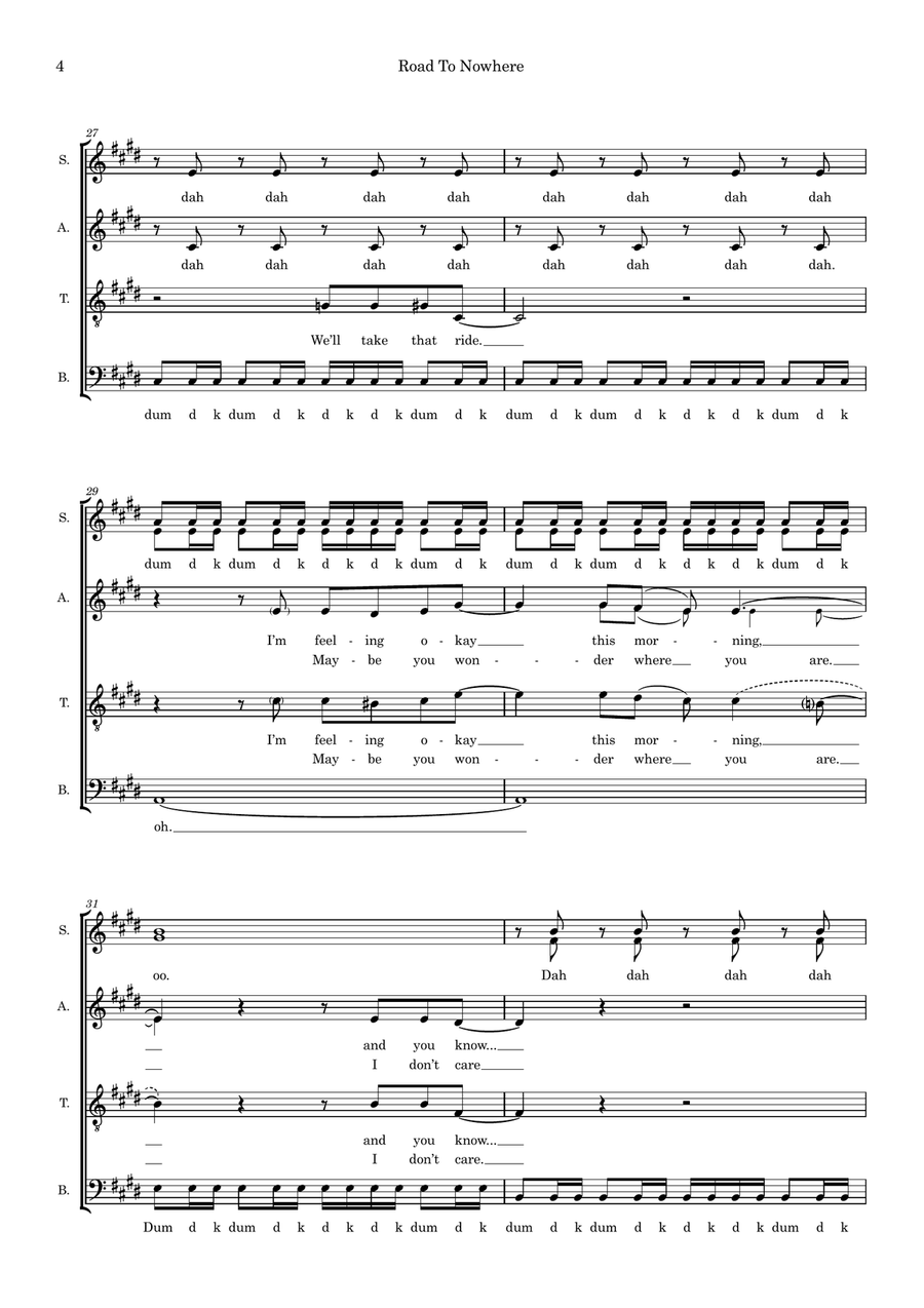 Road To Nowhere (arr. Ben See) 4-Part scores gallery preview page 4