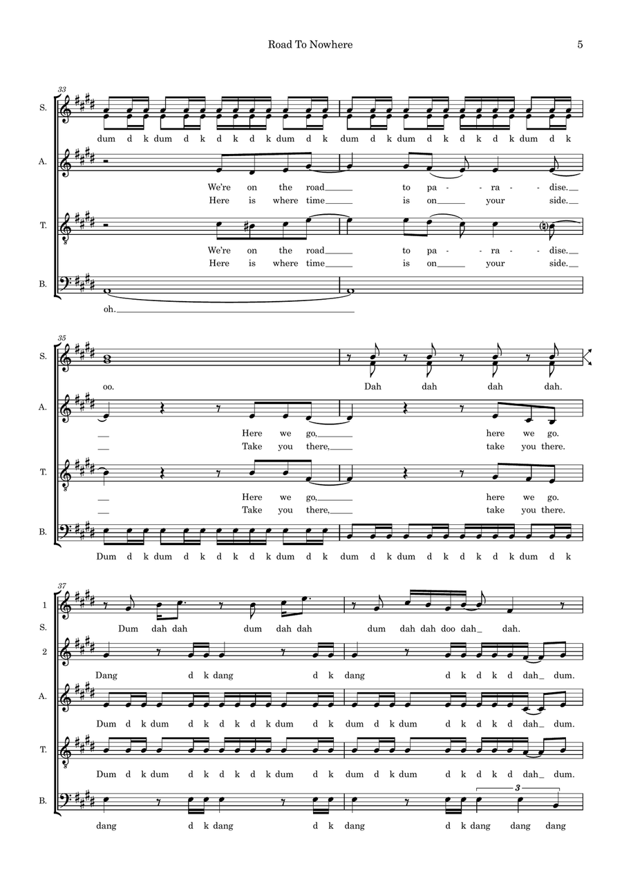 Road To Nowhere (arr. Ben See) 4-Part scores gallery preview page 5