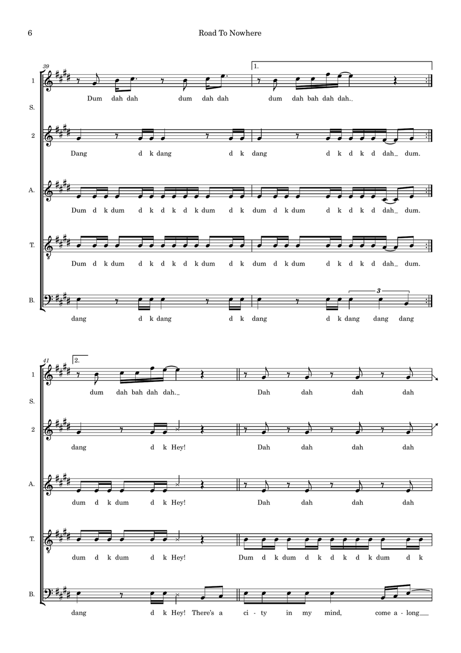 Road To Nowhere (arr. Ben See) 4-Part scores gallery preview page 6