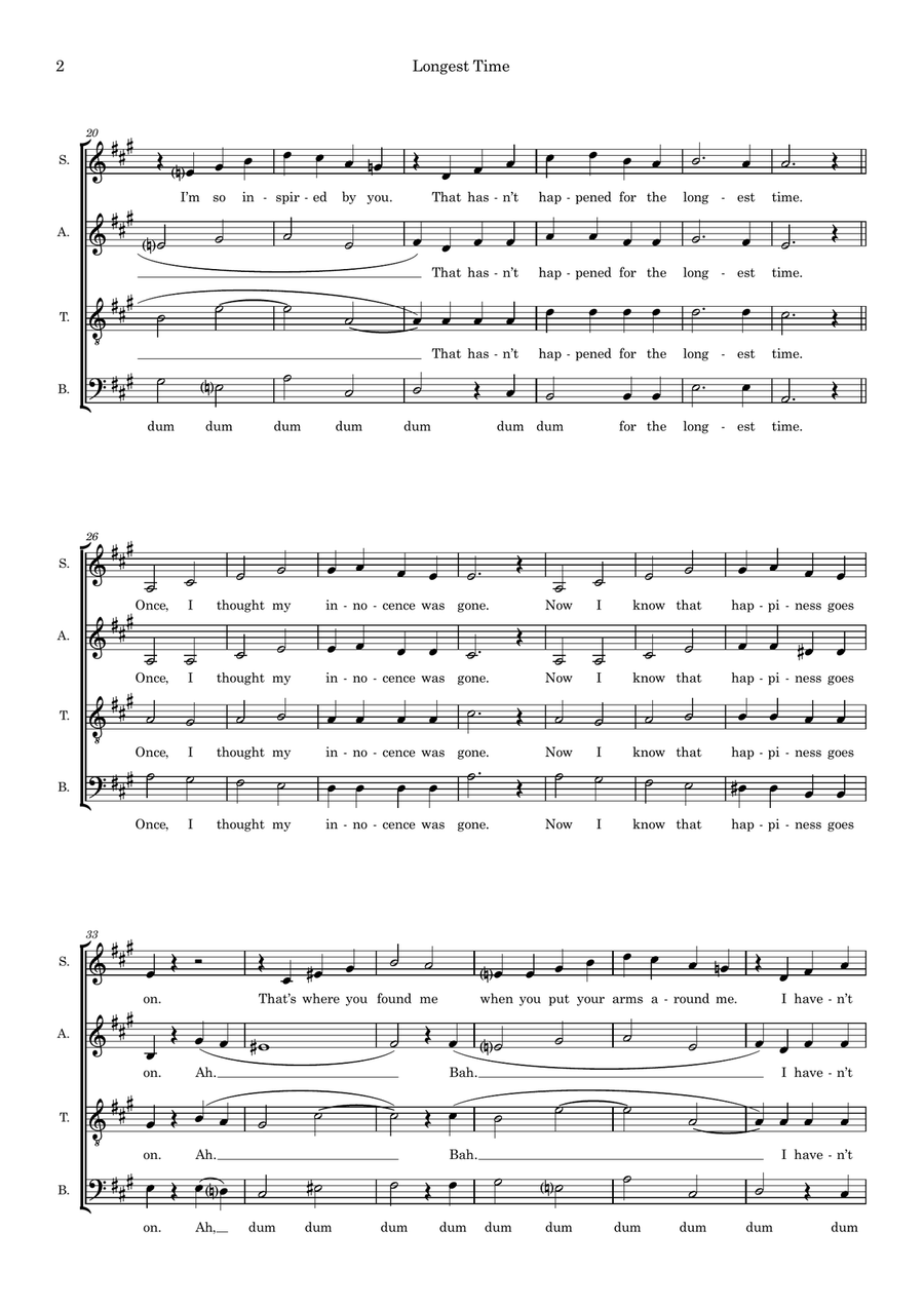 Longest Time (arr. Ben See) 4-Part scores gallery preview page 2