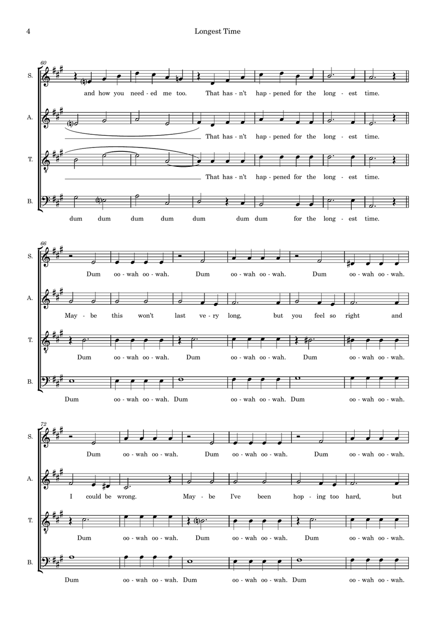 Longest Time (arr. Ben See) 4-Part scores gallery preview page 4