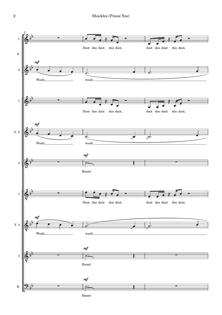 Shackles (Praise You) (arr. Abi Moore) Divisi scores gallery preview page 2