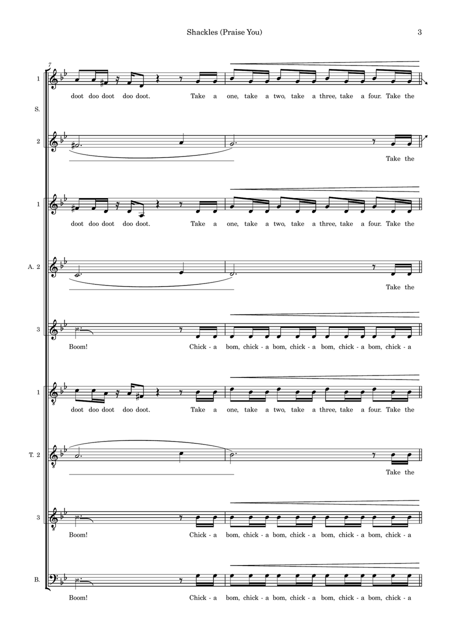 Shackles (Praise You) (arr. Abi Moore) Divisi scores gallery preview page 3