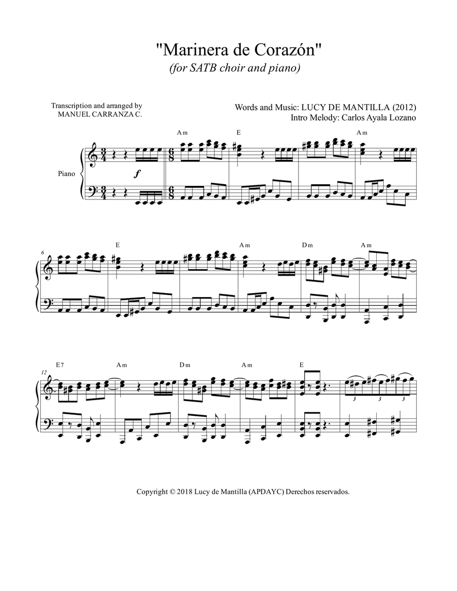 Marinera de Corazón Marinera de Corazón 4-Part scores gallery preview page 1