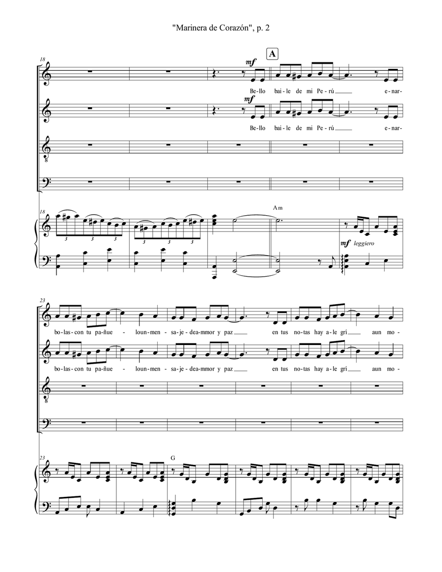 Marinera de Corazón Marinera de Corazón 4-Part scores gallery preview page 2