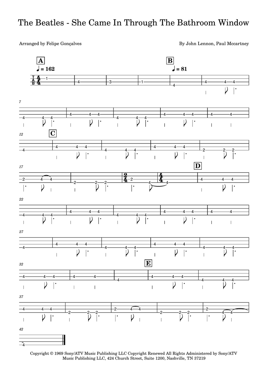 She Came In Through The Bathroom Window Acoustic Guitar scores gallery preview page 1