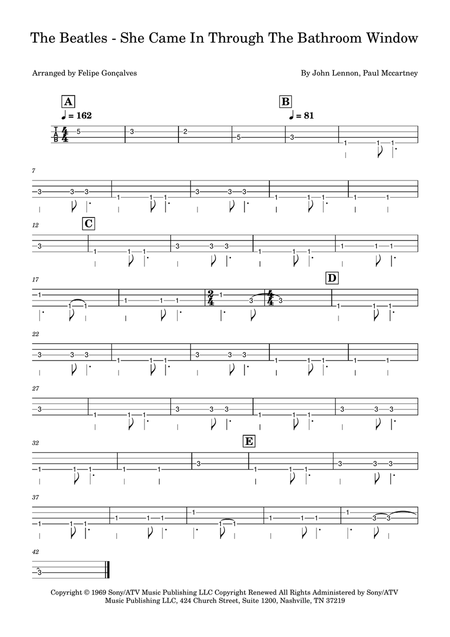 She Came In Through The Bathroom Window Acoustic Guitar scores gallery preview page 1