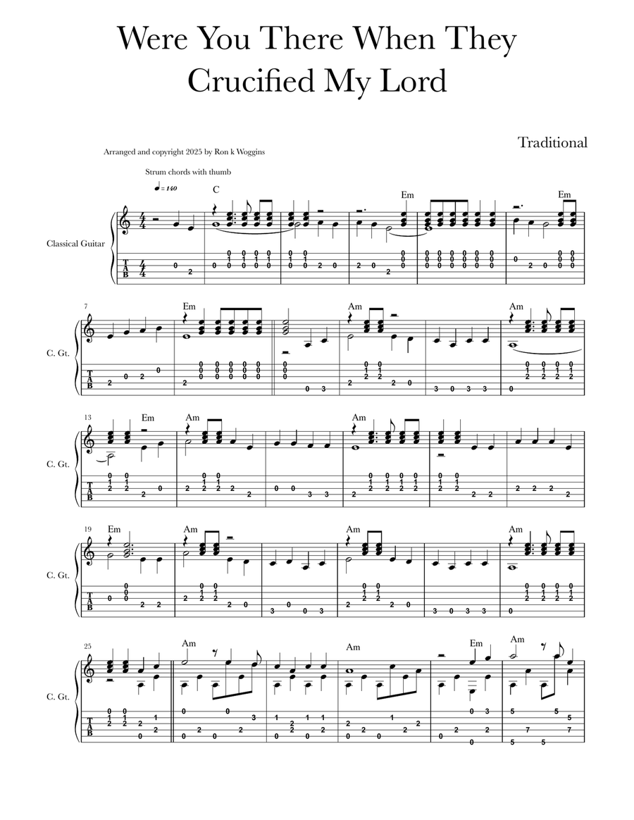 Where You There When They Crucified My Lord Acoustic Guitar scores gallery preview page 1
