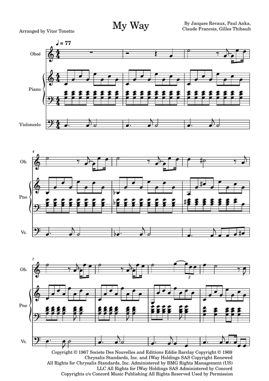 My Way My Way Oboe scores gallery preview page 1