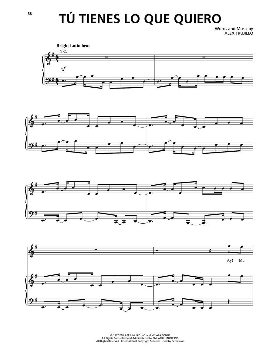 Tu Tienes Lo Que Quiero Tu Tienes Lo Que Quiero Piano, Vocal, Guitar scores gallery preview page 1