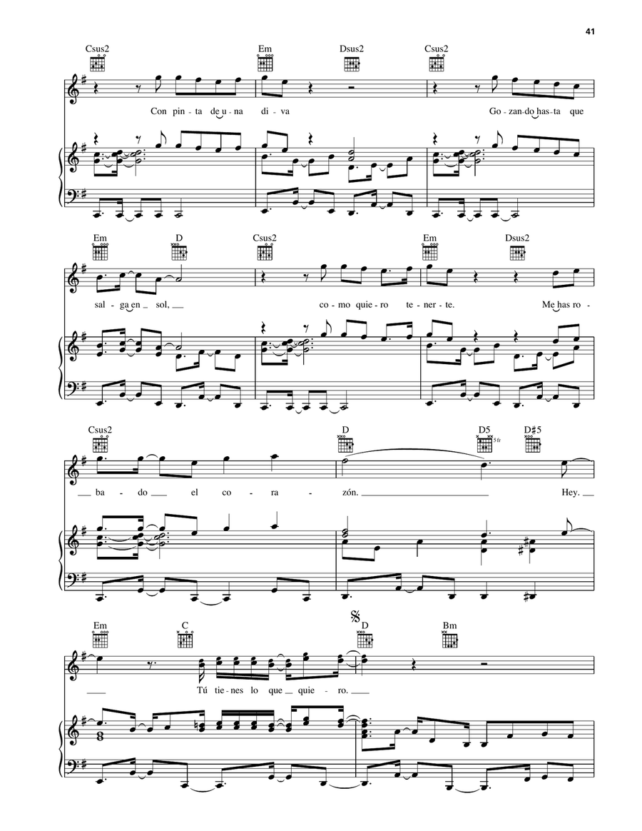 Tu Tienes Lo Que Quiero Tu Tienes Lo Que Quiero Piano, Vocal, Guitar scores gallery preview page 4