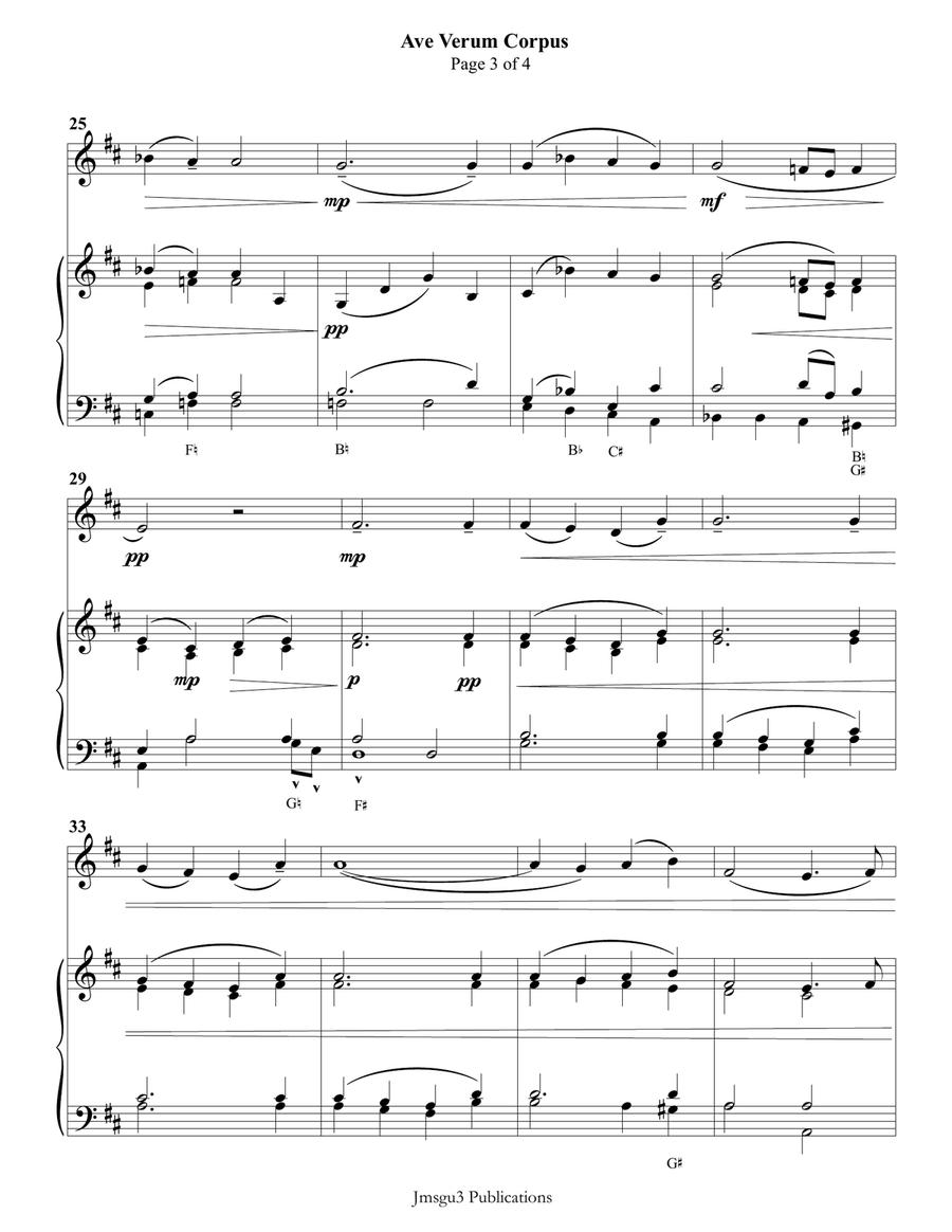 Mozart: Ave Verum Corpus for Violin & Harp String Duet scores gallery preview page 3