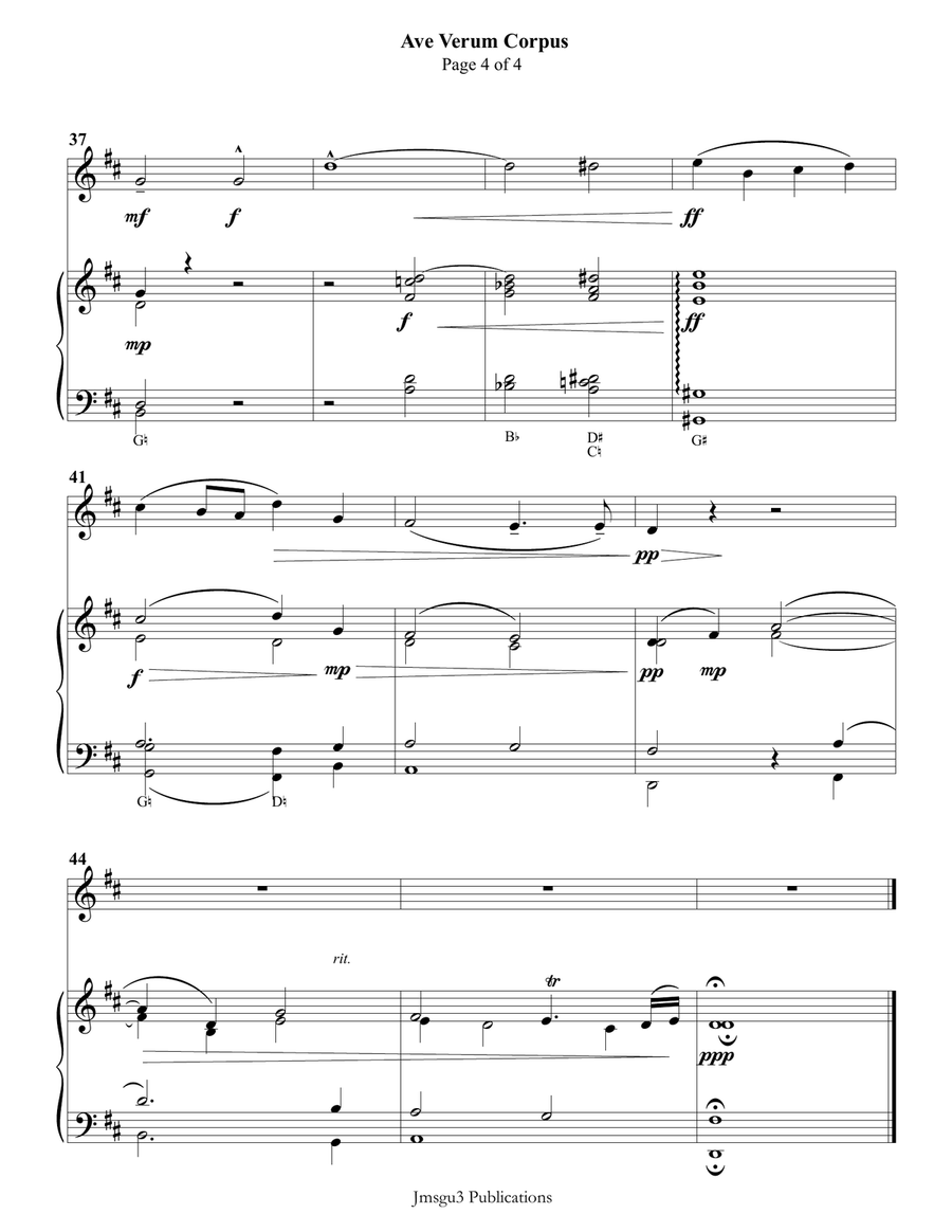 Mozart: Ave Verum Corpus for Violin & Harp String Duet scores gallery preview page 4