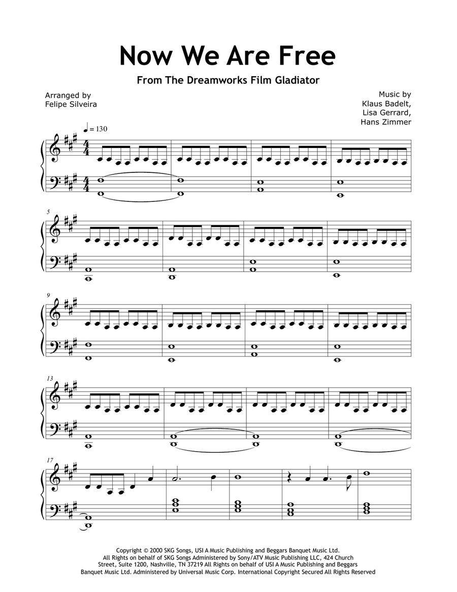 Now We Are Free Now We Are Free Easy Piano scores gallery preview page 1