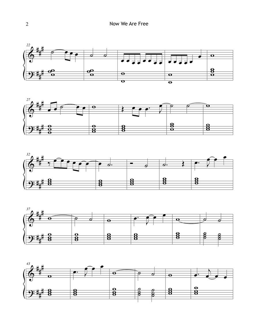 Now We Are Free Now We Are Free Easy Piano scores gallery preview page 2