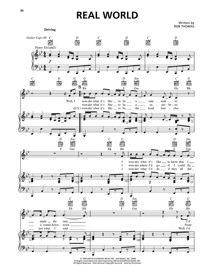 Real World Real World Piano, Vocal, Guitar scores gallery preview page 1