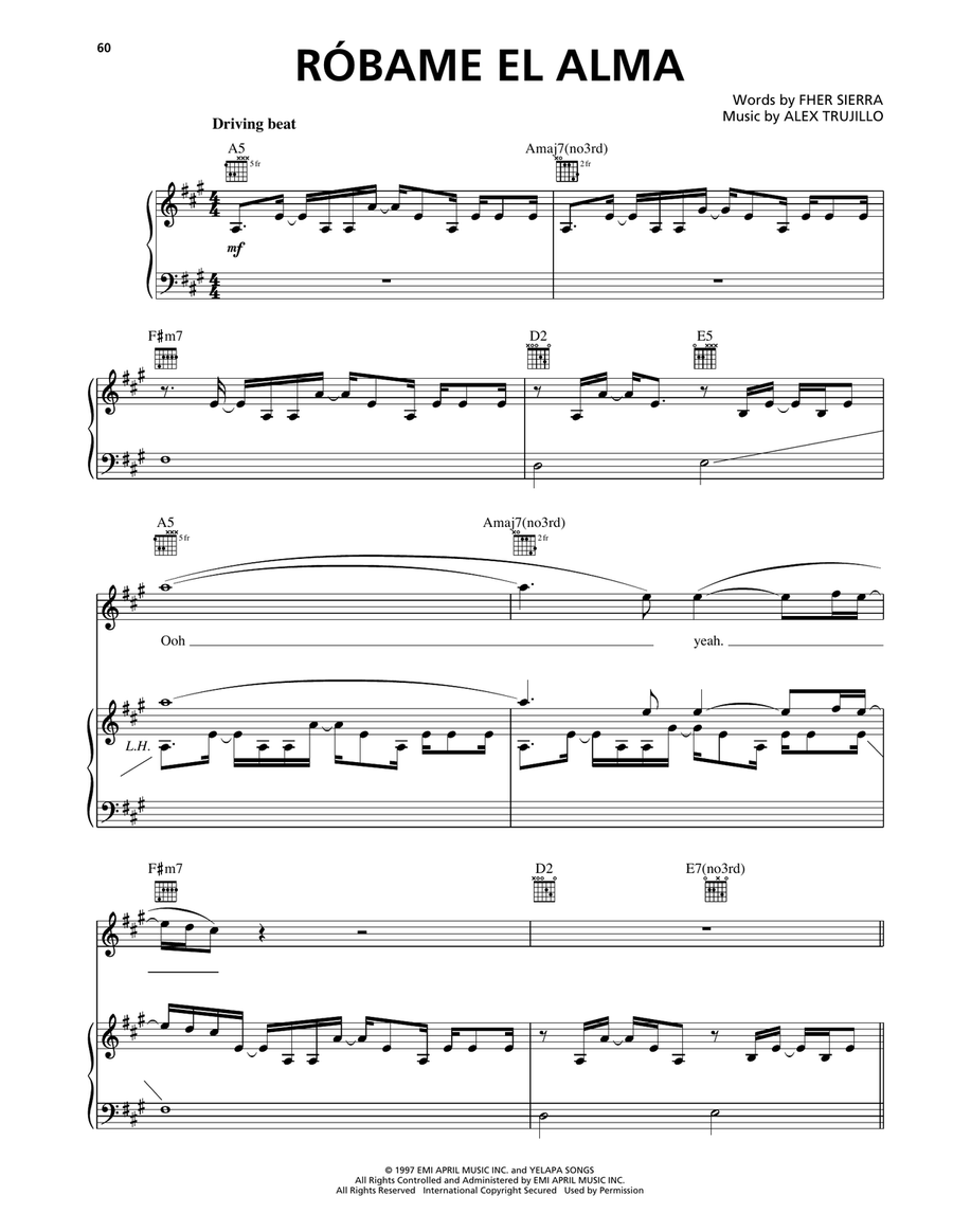 Robame El Alma Robame El Alma Piano, Vocal, Guitar scores gallery preview page 1