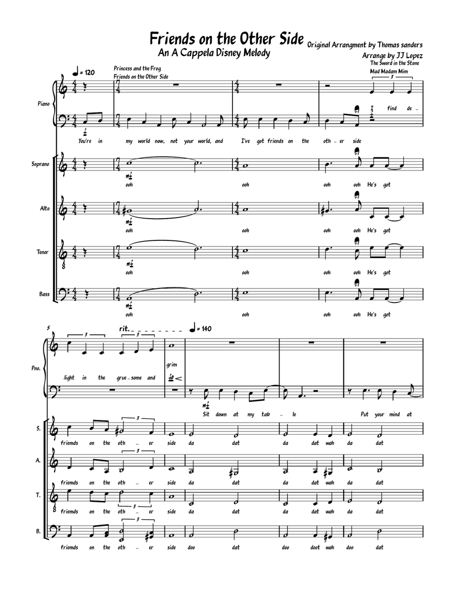 Friends On The Other Side 4-Part scores gallery preview page 1