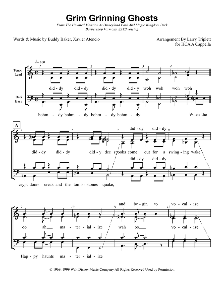 Grim Grinning Ghosts Grim Grinning Ghosts 4-Part scores gallery preview page 1