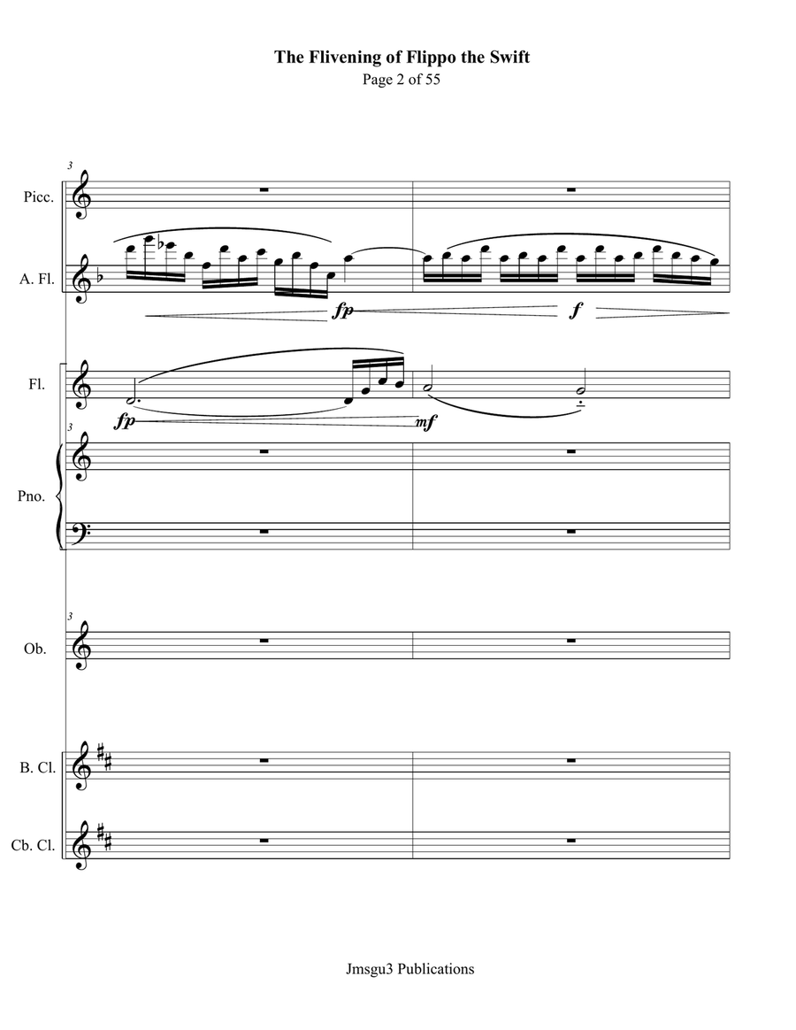 Guthrie: The Flivening of Flippo the Swift - Score Only Woodwind Ensemble scores gallery preview page 2