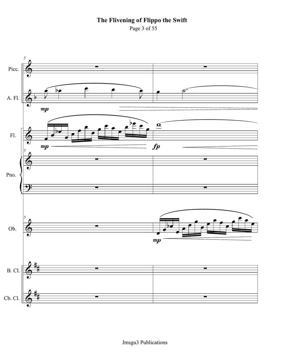 Guthrie: The Flivening of Flippo the Swift - Score Only Woodwind Ensemble scores gallery preview page 3