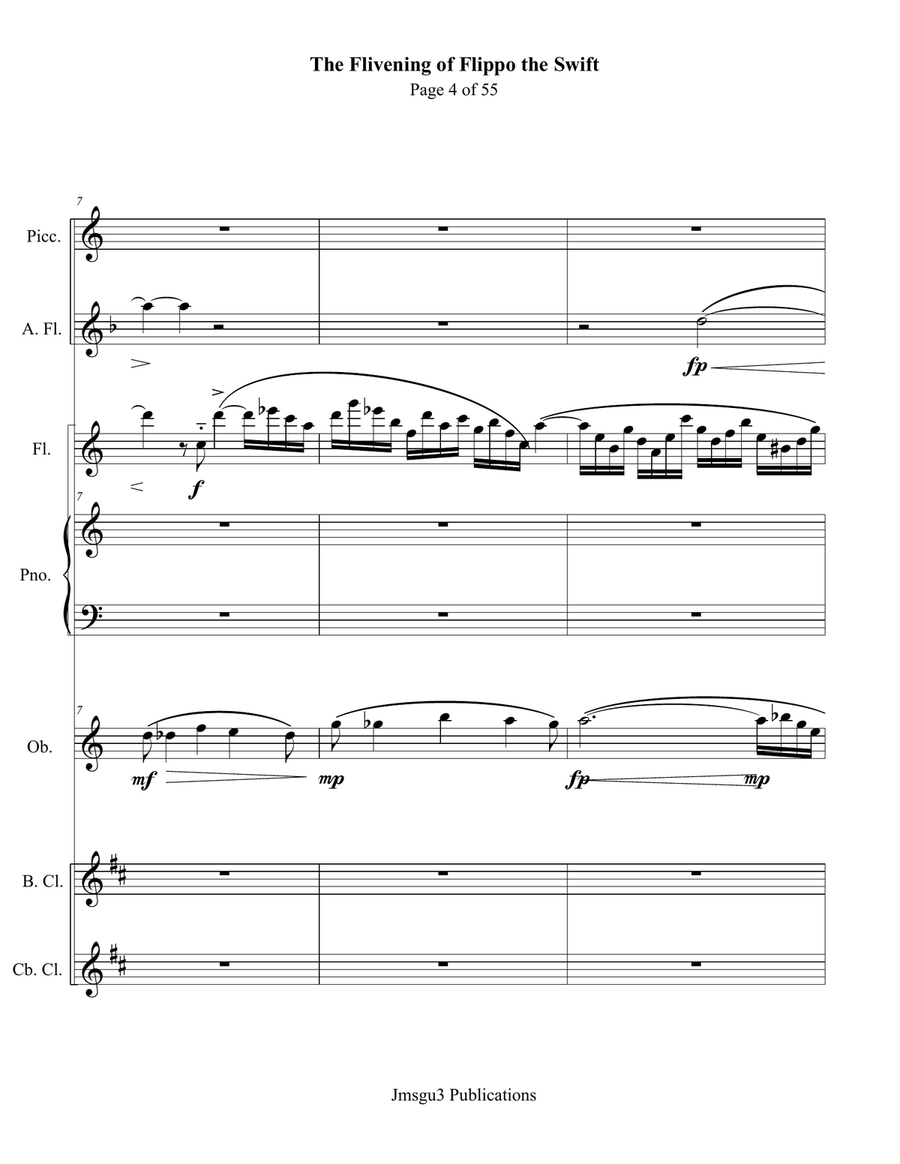 Guthrie: The Flivening of Flippo the Swift - Score Only Woodwind Ensemble scores gallery preview page 4