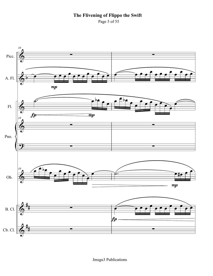 Guthrie: The Flivening of Flippo the Swift - Score Only Woodwind Ensemble scores gallery preview page 5