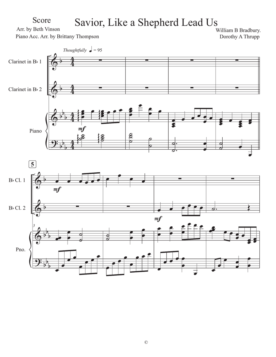 Savior, Like a Shepherd Lead Us Clarinet Duet scores gallery preview page 1