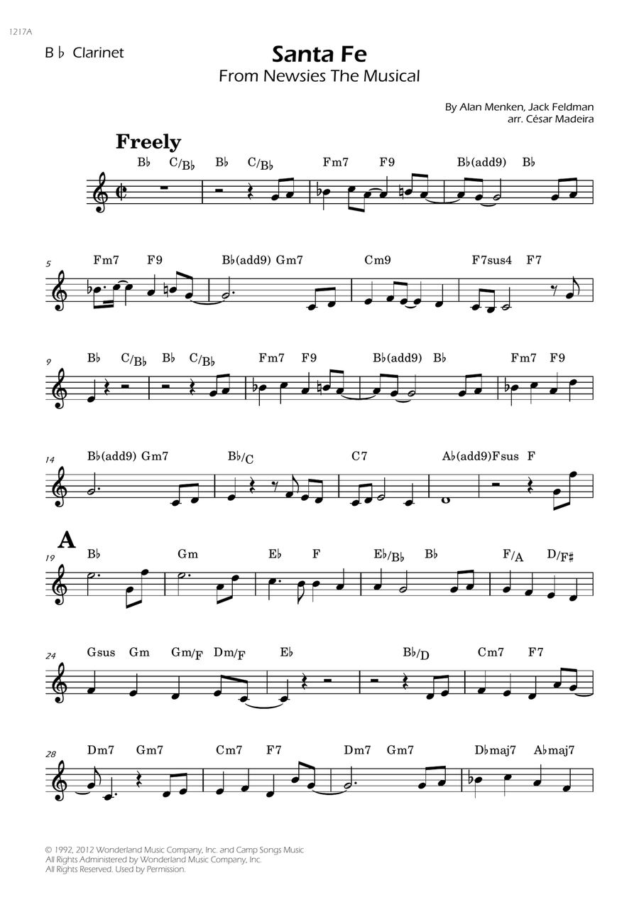 Santa Fe Santa Fe B-Flat Clarinet scores gallery preview page 1