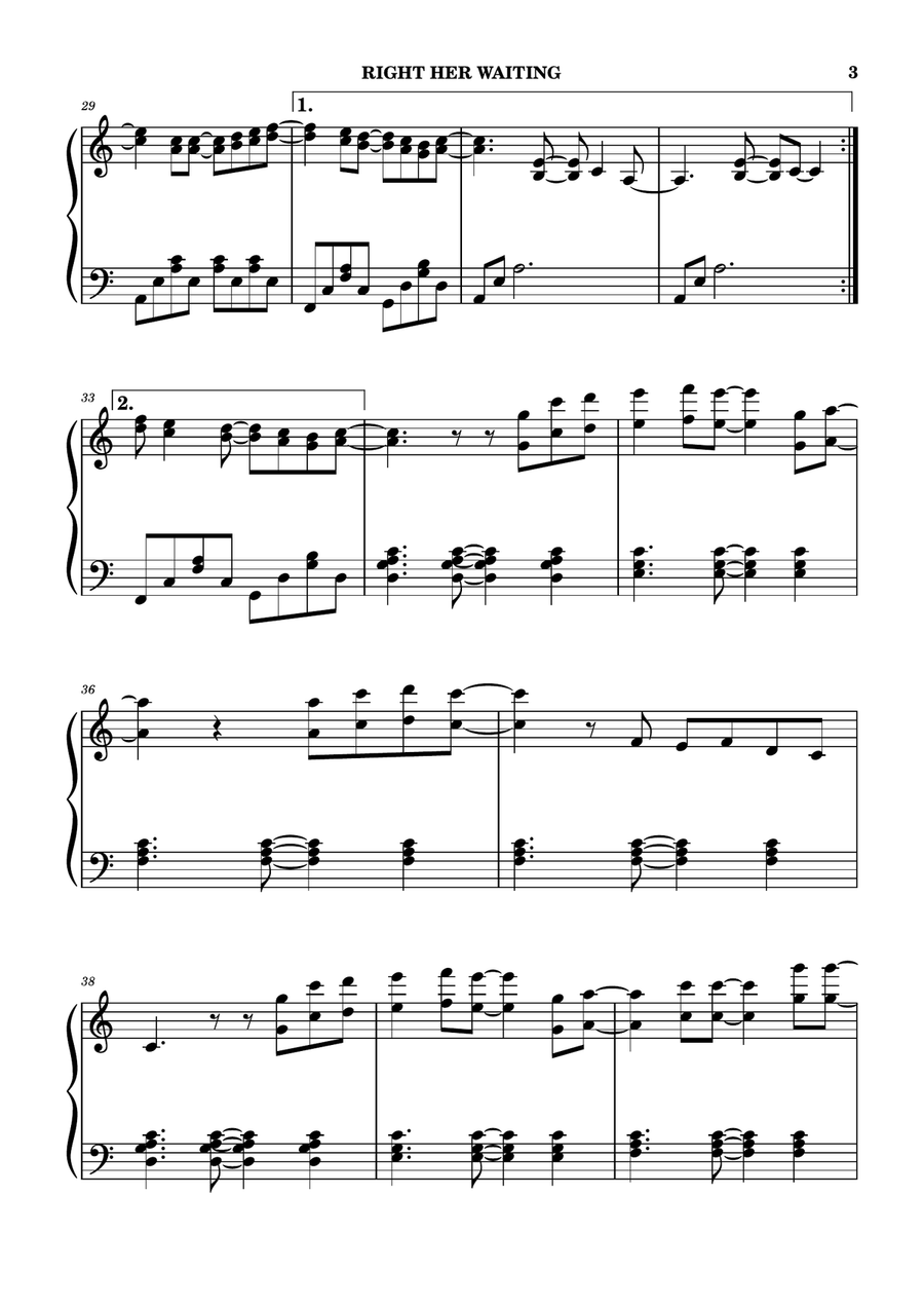 Right Here Waiting Right Here Waiting Piano Solo scores gallery preview page 3