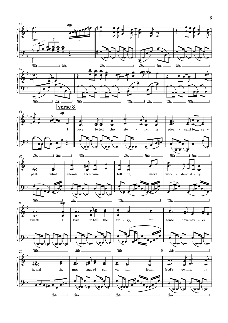 I Love to Tell the Story (Jazz) A Cappella scores gallery preview page 3