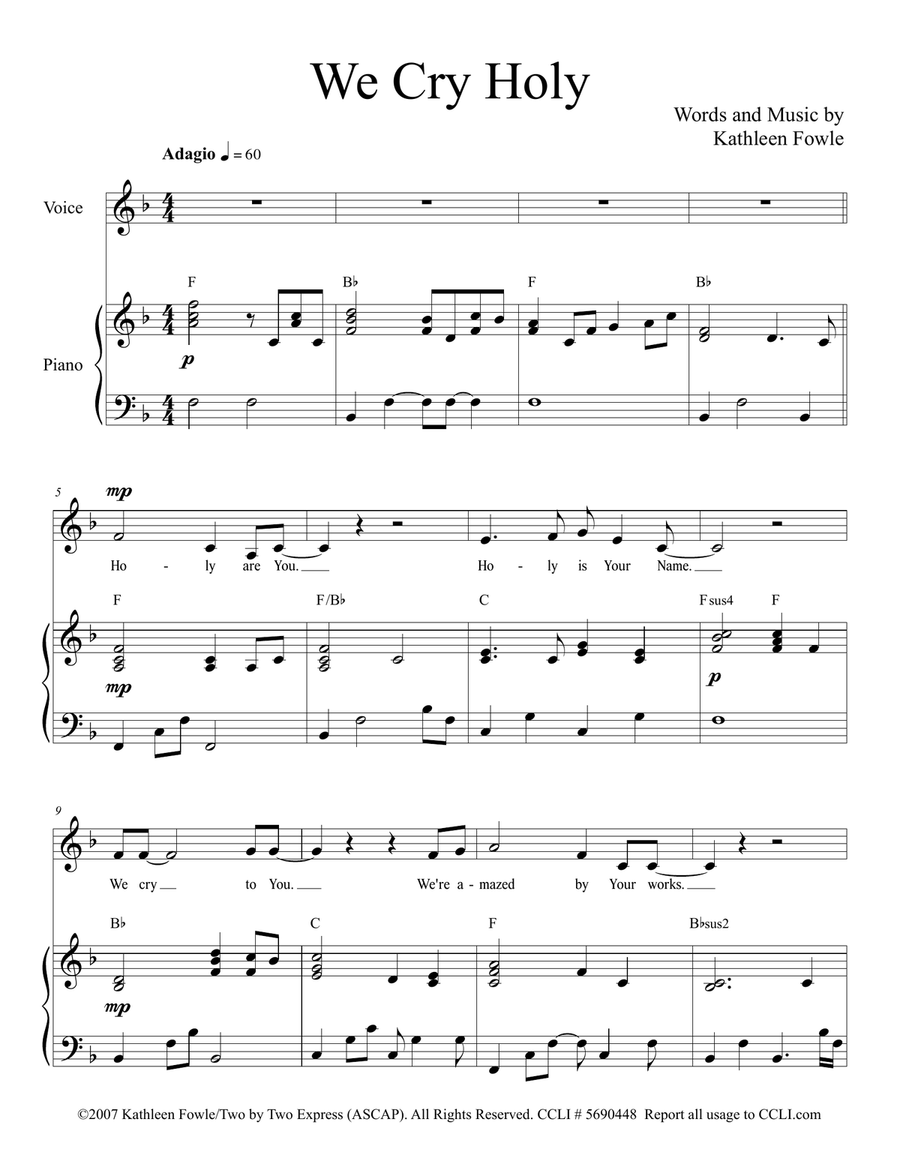 WE CRY HOLY WE CRY HOLY Piano, Vocal scores gallery preview page 3