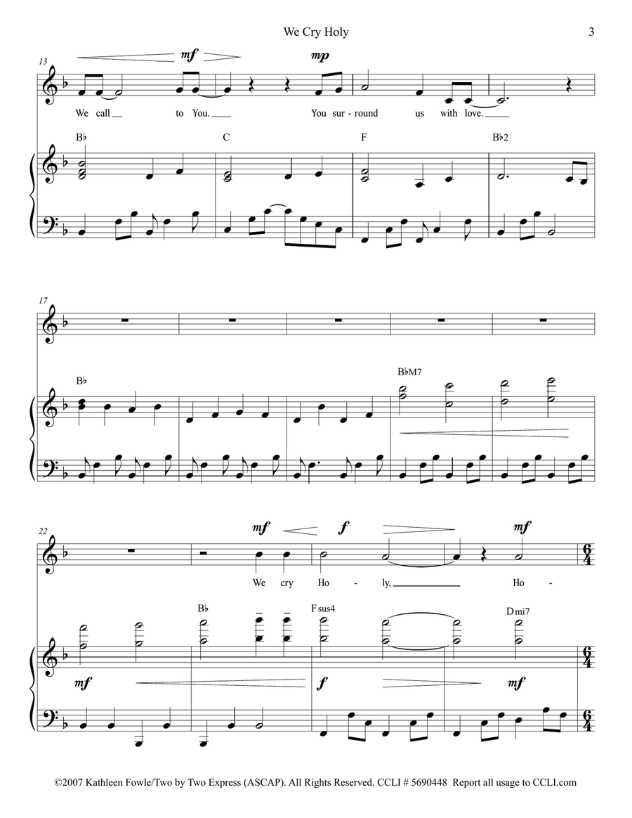 WE CRY HOLY WE CRY HOLY Piano, Vocal scores gallery preview page 4