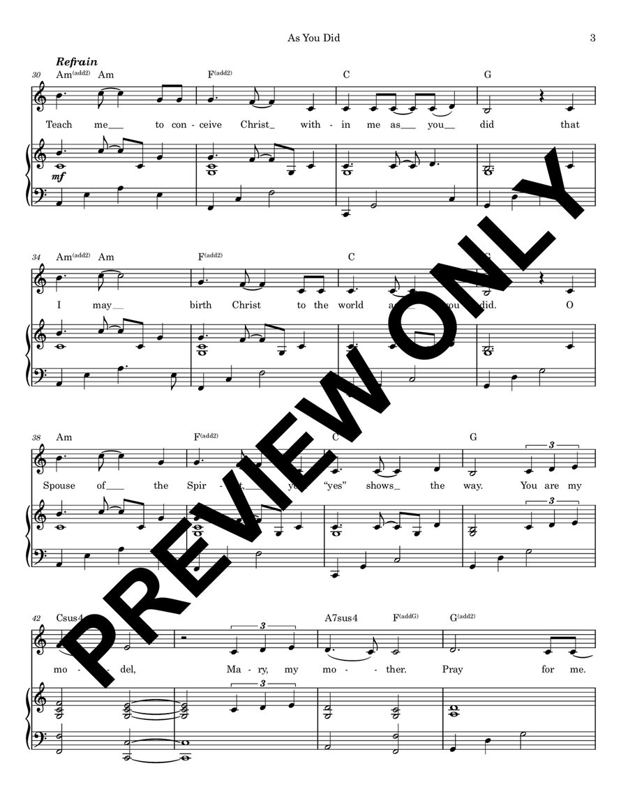 As You Did As You Did Piano, Vocal scores gallery preview page 3
