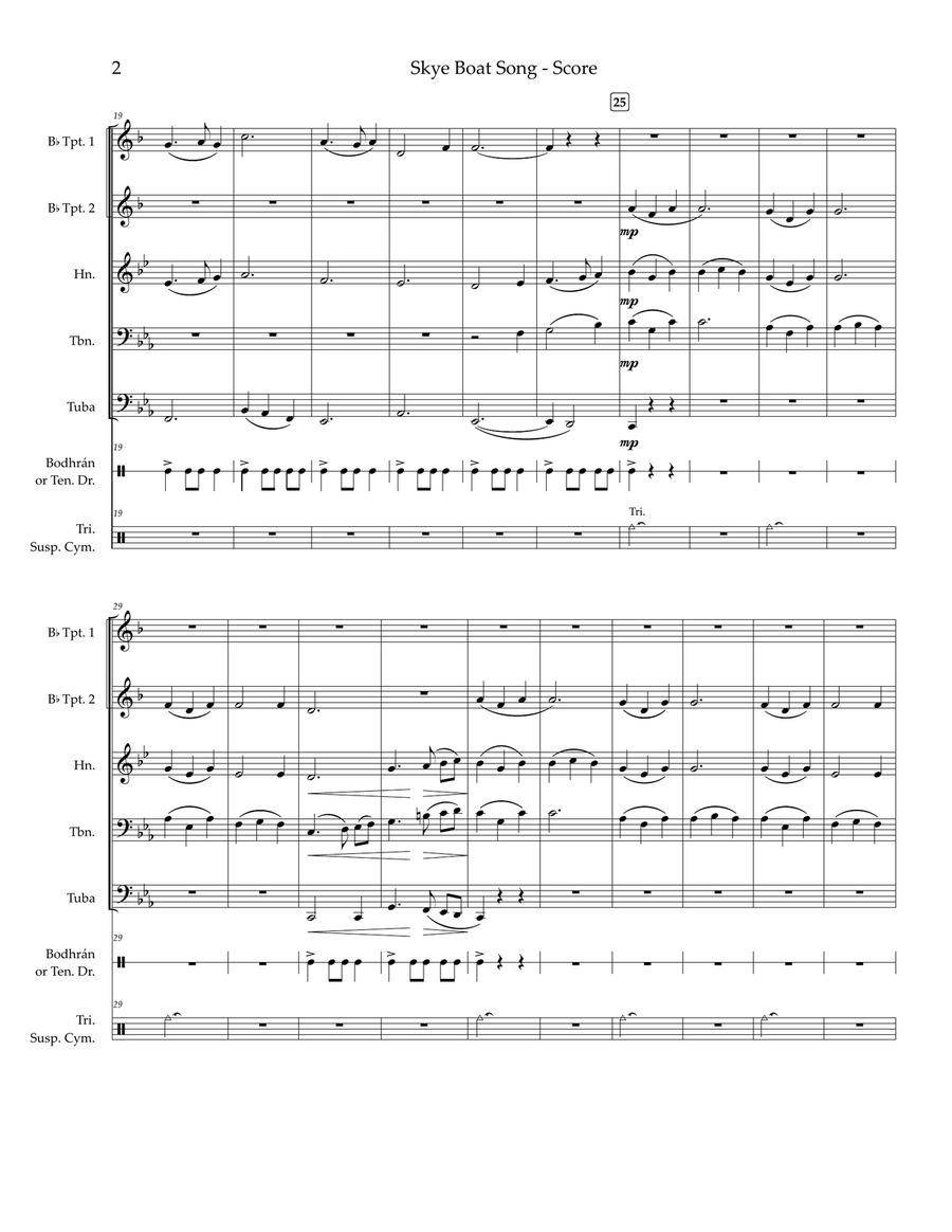 Skye Boat Song — brass quintet, percussion Brass Quintet scores gallery preview page 3