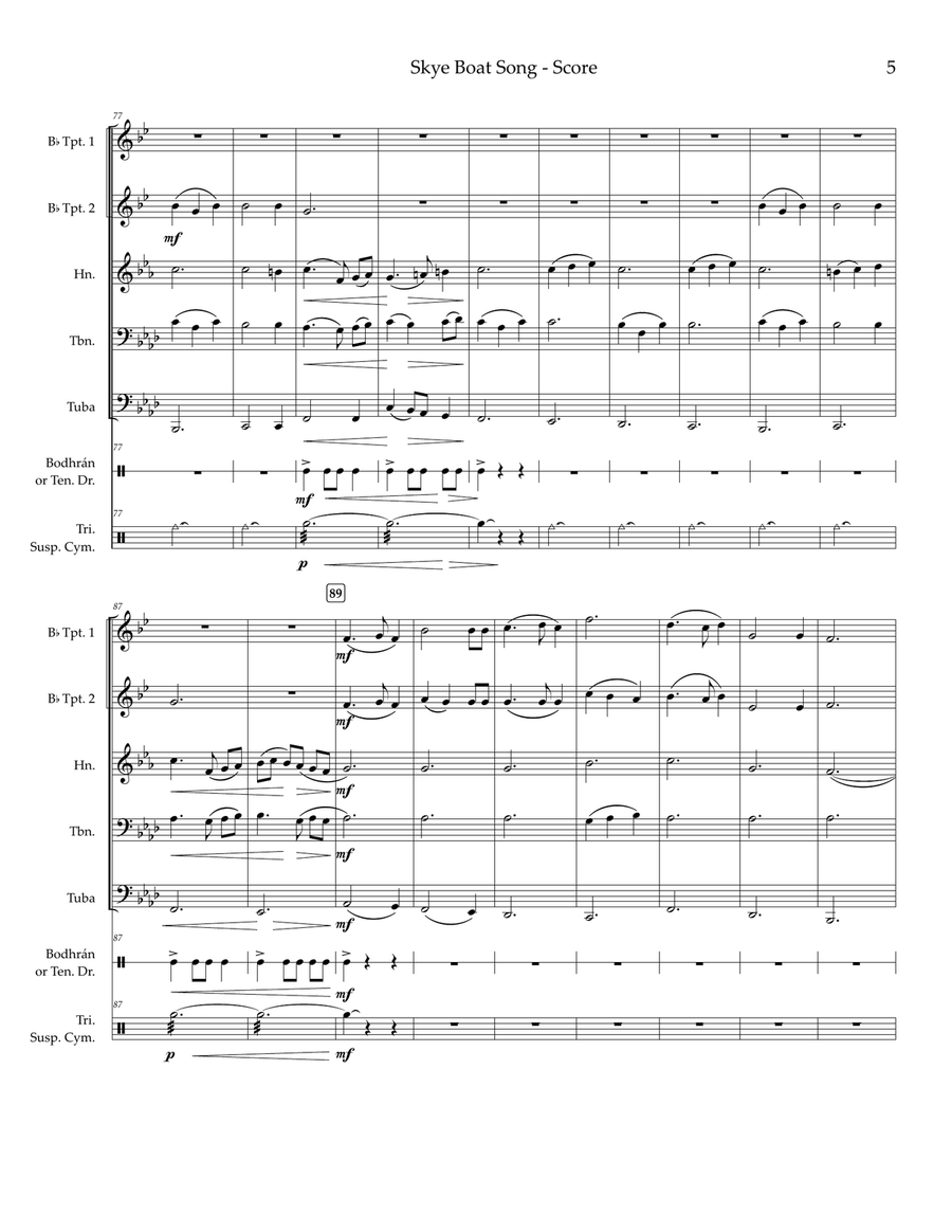 Skye Boat Song — brass quintet, percussion Brass Quintet scores gallery preview page 6