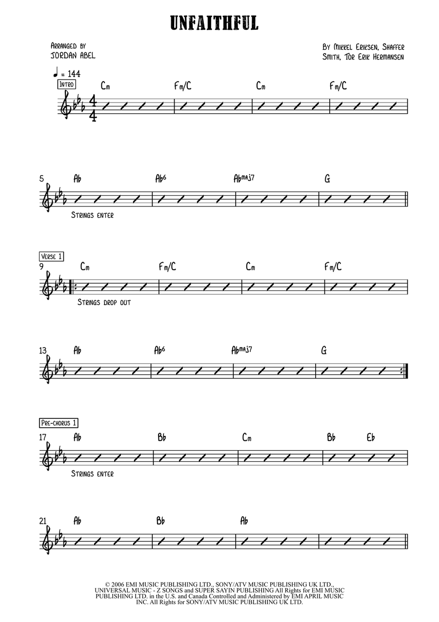Unfaithful Unfaithful Piano scores gallery preview page 1
