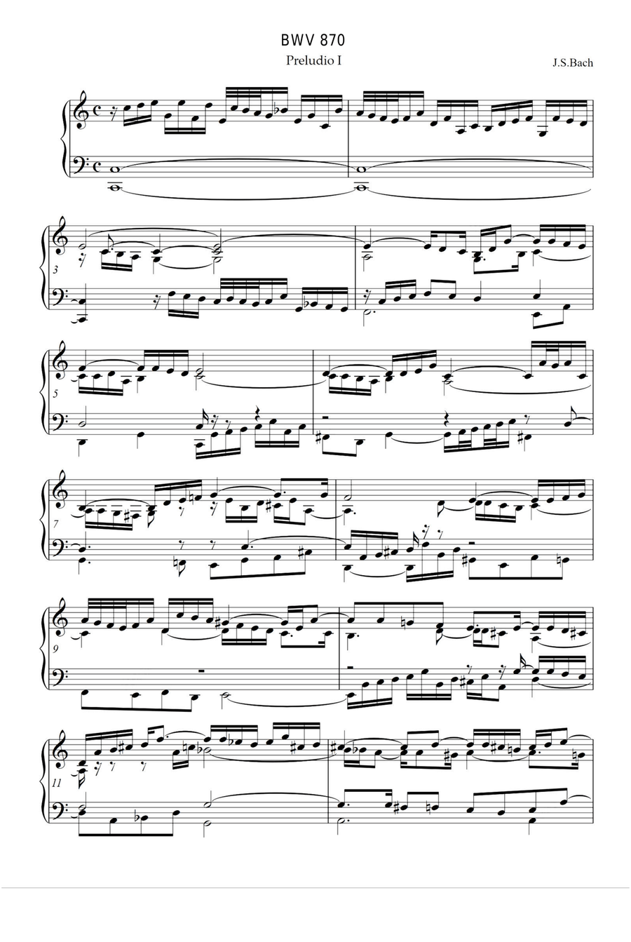 Preludio ⅠBWV 870 - Johann Sebastian Bach Piano Solo scores gallery preview page 1