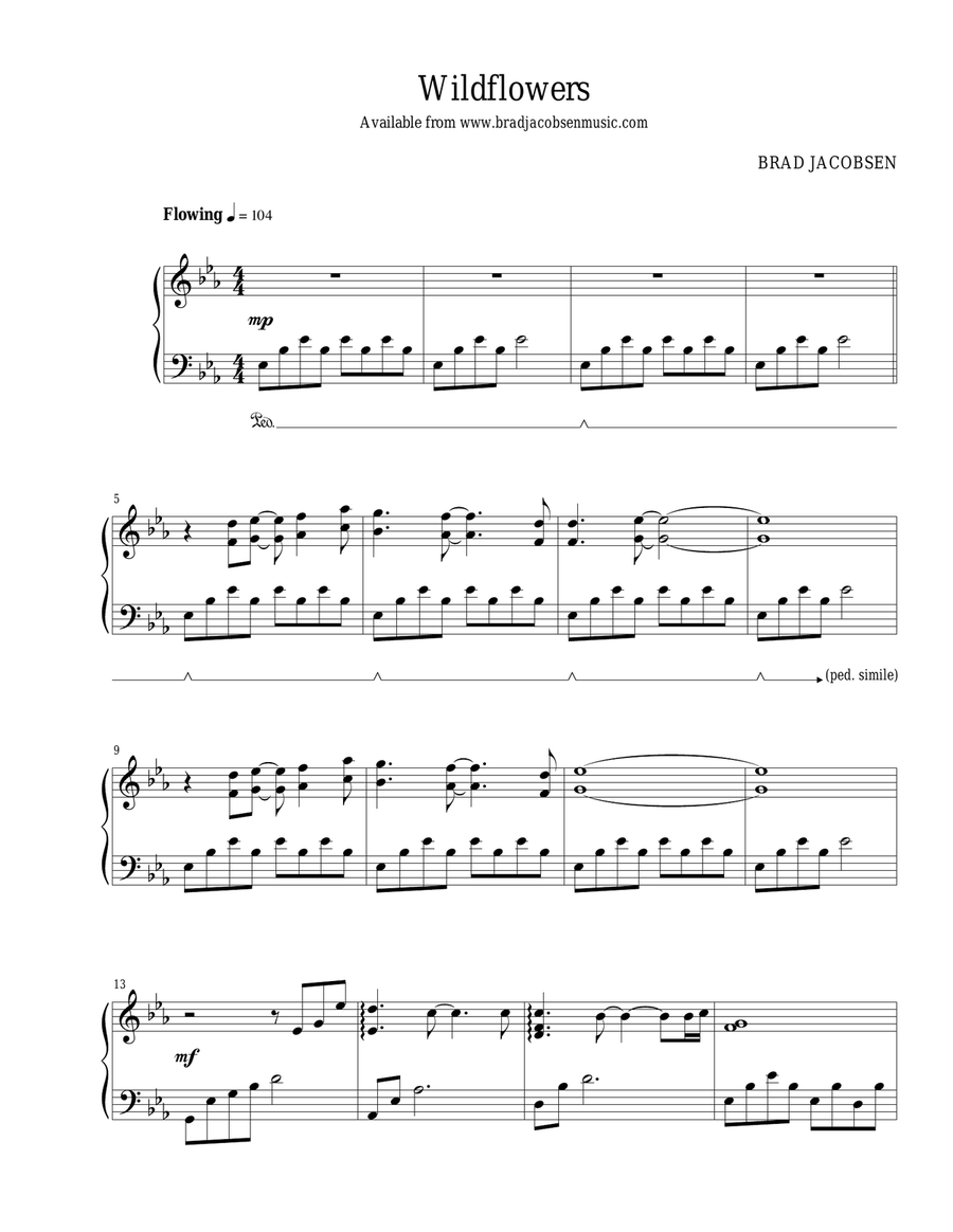 Wildflowers Wildflowers Piano Solo scores gallery preview page 1
