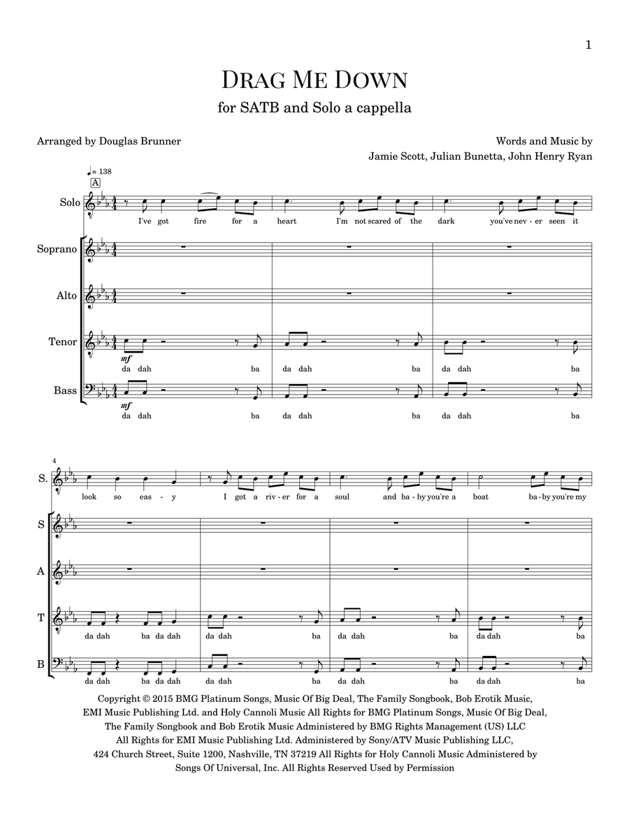 Drag Me Down Drag Me Down 4-Part scores gallery preview page 2