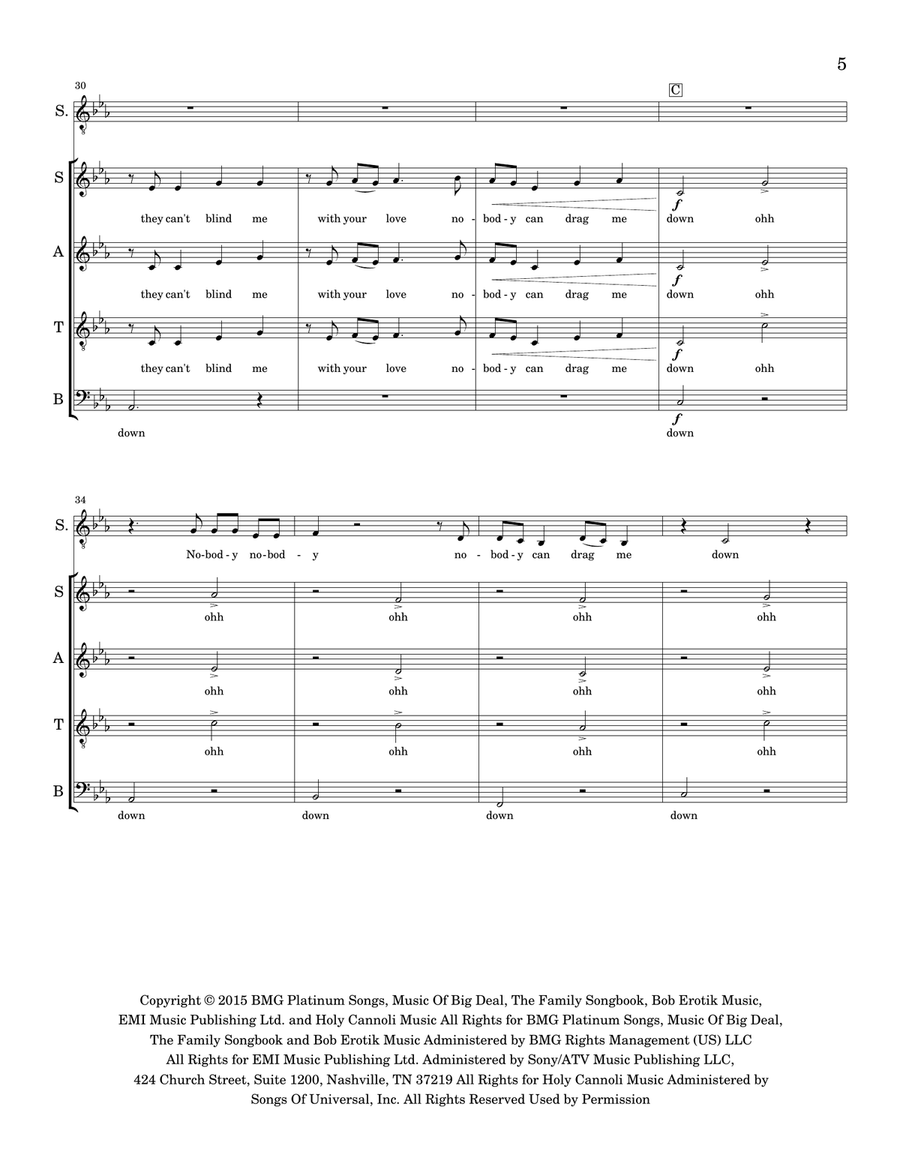 Drag Me Down Drag Me Down 4-Part scores gallery preview page 6