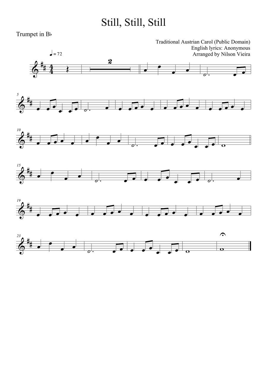 Still, Still, Still – Trumpet and Piano Christmas Arrangement (with Chords) Trumpet Solo scores gallery preview page 1