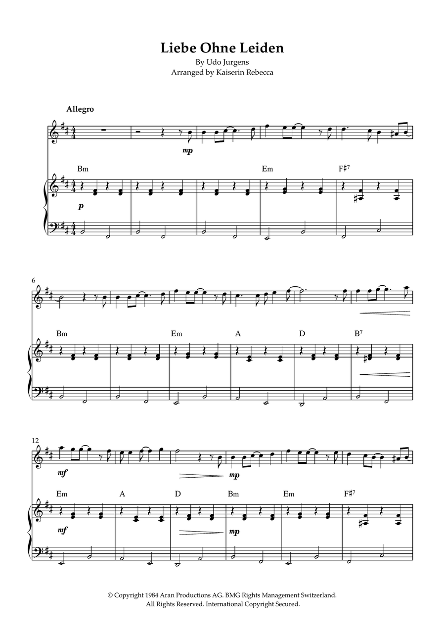Liebe Ohne Leiden Liebe Ohne Leiden Violin Solo scores gallery preview page 1