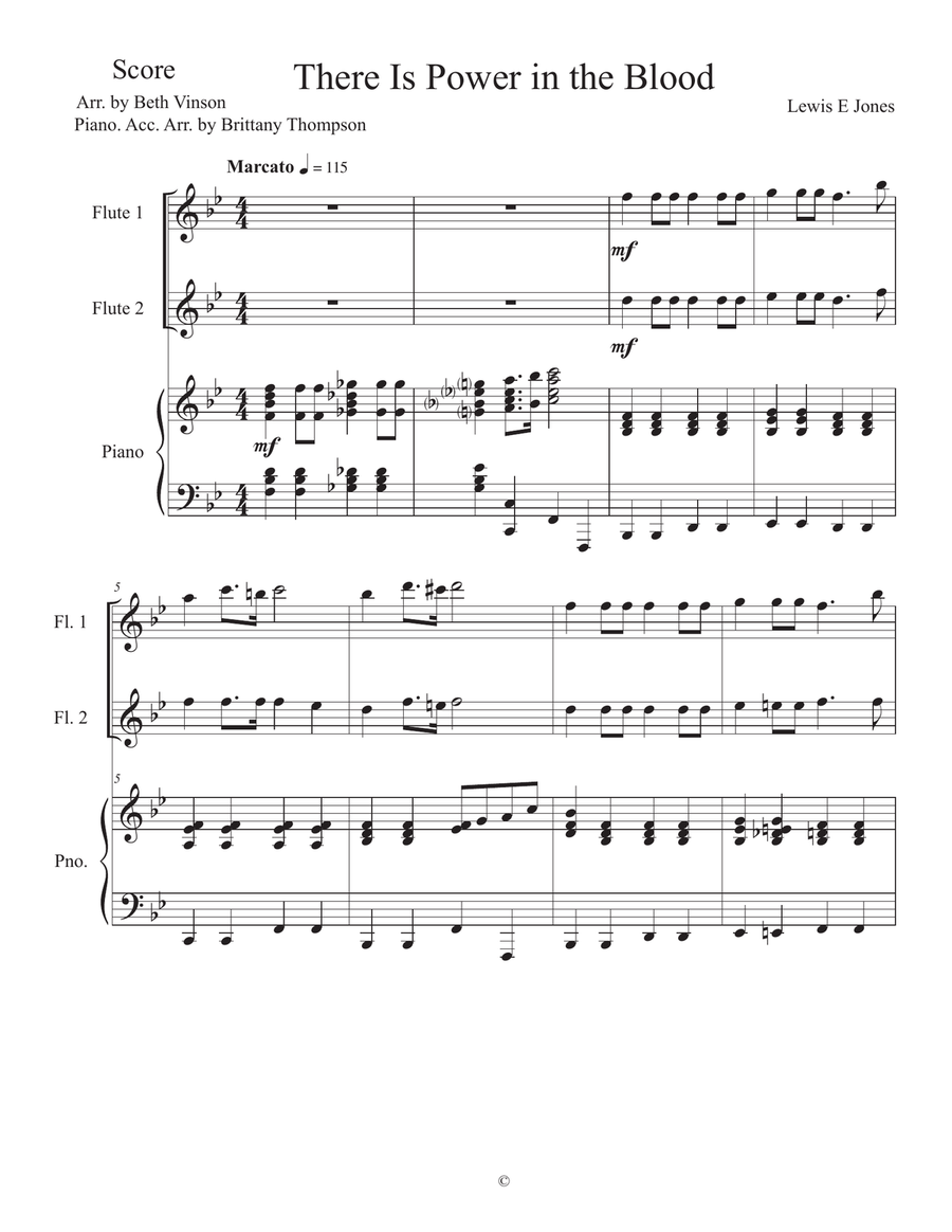 There Is Power in the Blood Flute Duet scores gallery preview page 1