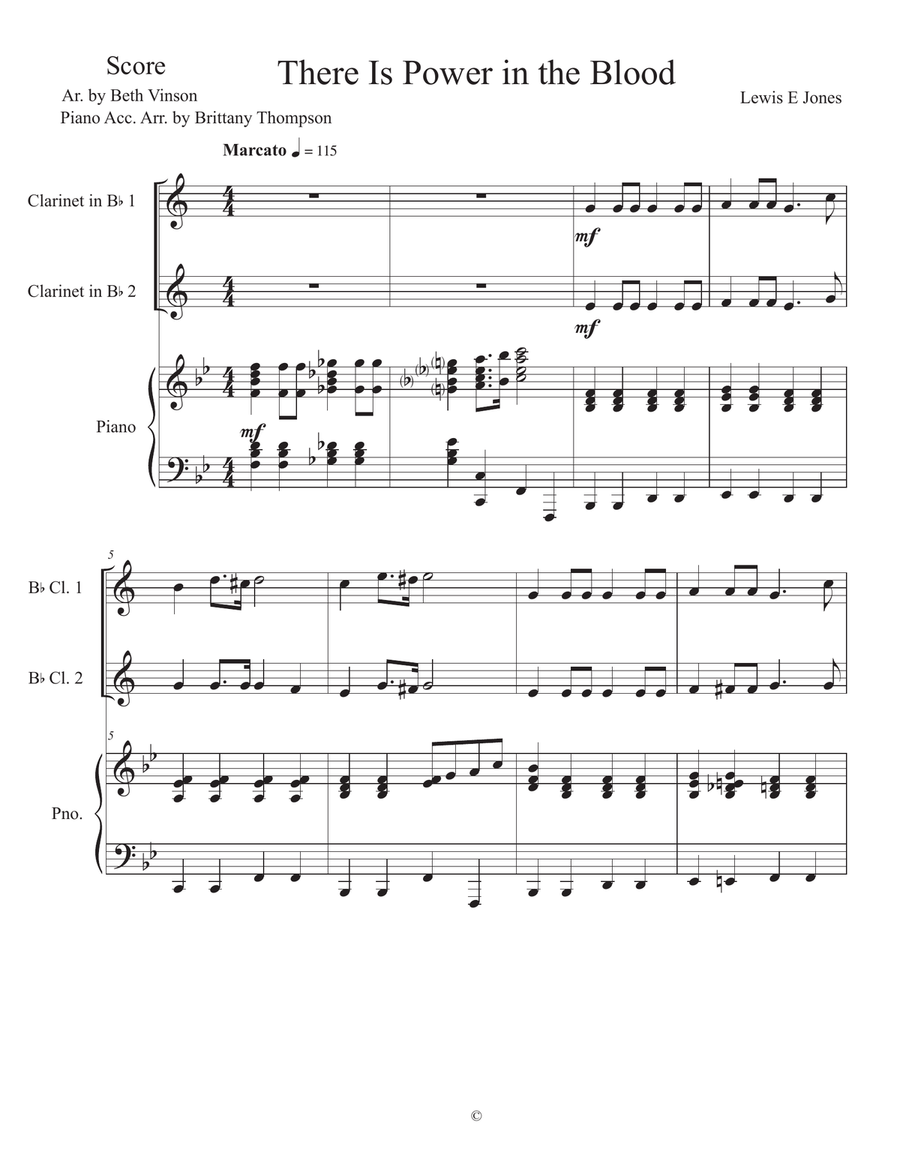 There Is Power in the Blood Clarinet Duet scores gallery preview page 1