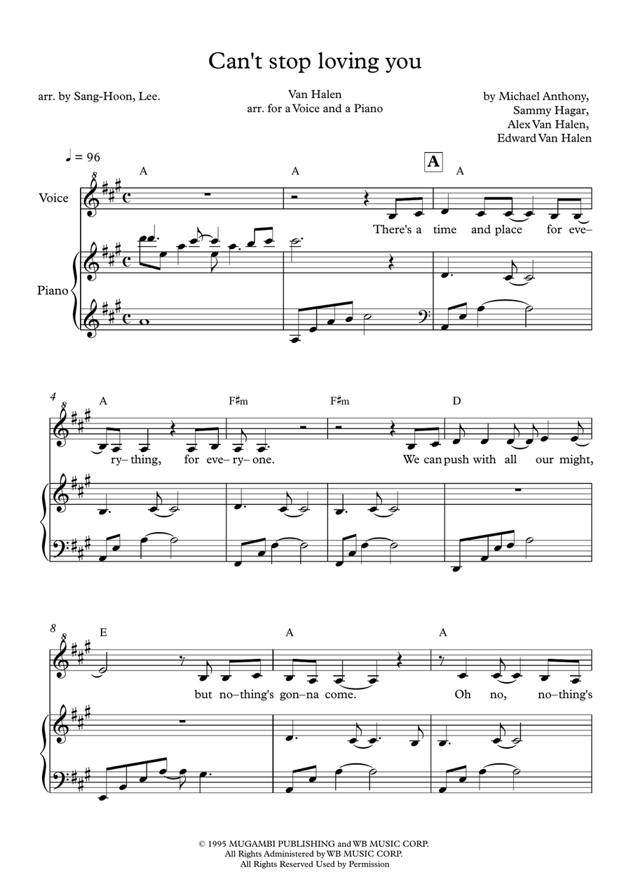 Can't Stop Loving You Can't Stop Loving You Piano, Vocal scores gallery preview page 1