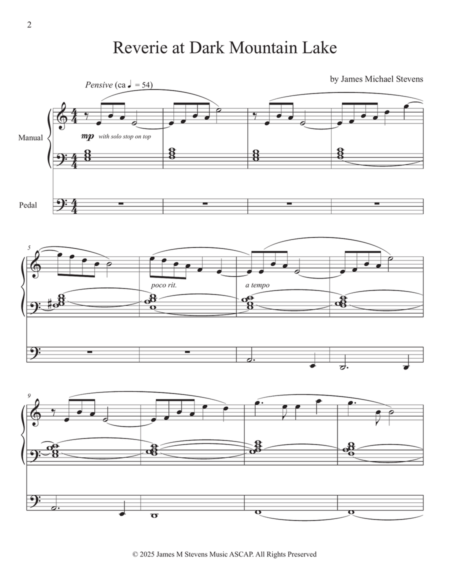 Reverie at Dark Mountain Lake - Organ Solo Organ Solo scores gallery preview page 2