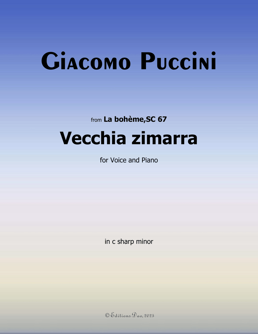Vecchia zimarra, by Giacomo Puccini, in c sharp minor Piano, Vocal scores gallery preview page 1