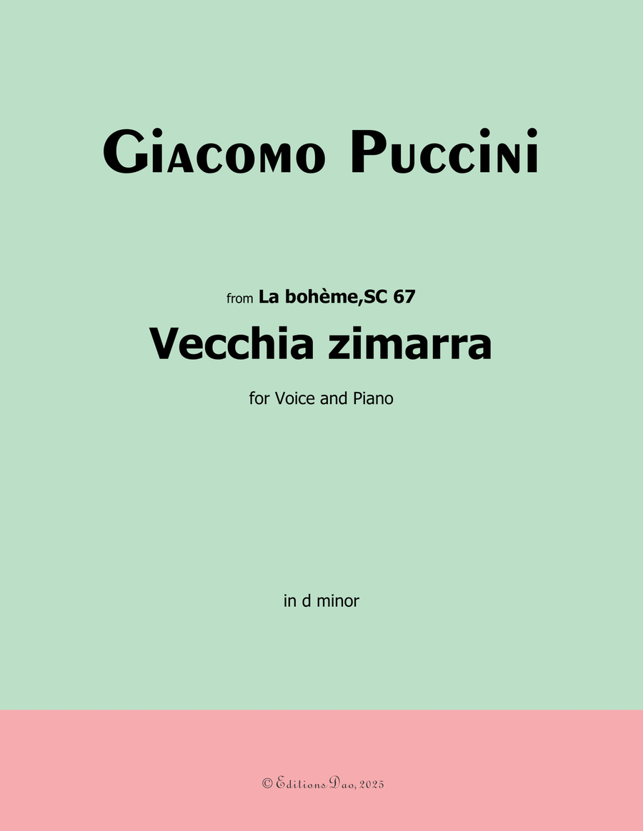 Vecchia zimarra, by Giacomo Puccini, in d minor Piano, Vocal scores gallery preview page 1